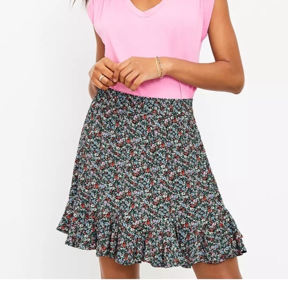LOFT Multicolor Floral Skater Skirt (932)